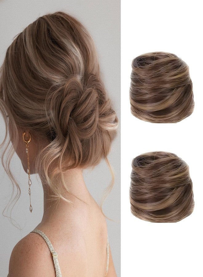 PKRFCJ 2 Pcs Real Hair Bun Wig,Messy Fake Hair Buns Hair Piece,Suitable for Ladies and Girls,Fashionable and Natural(Golden) - Image 1